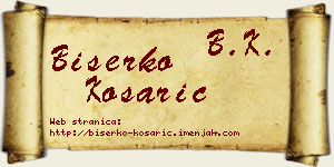Biserko Košarić vizit kartica